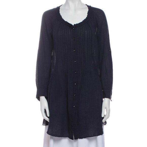 Rebecca Taylor, V-Neck Long Sleeve Button Down Tunic in Dark Navy Women’s Small - Picture 10 of 10